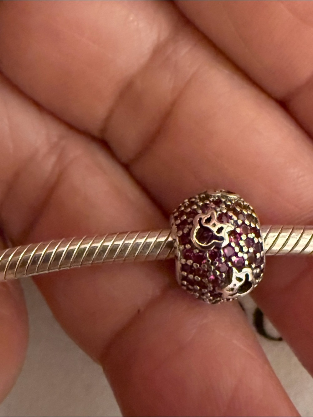 Pandora Purple Pave Crown Charm Bead - Silver Accents